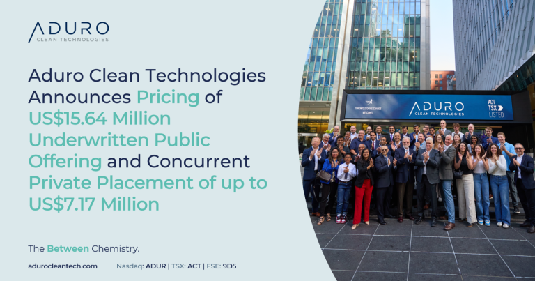 Aduro Clean Technologies Secures Investment Through Underwritten Offering